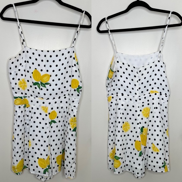 Lovers + Friends James Romper in Lemon Polkadot - Picture 2 of 12